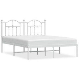 Berkfield Metal Bed Frame With Headboard White 135X190 Cm - thumbnail 2