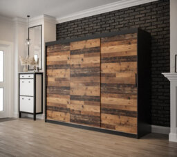 Arte Tilburg Contemporary 3 Sliding Door Wardrobe 9 Shelves 2 Rails Dark Oak Effect And Black (H)2000mm (W)2500mm (D)620mm - thumbnail 2