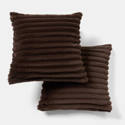 Ohs 2 X Faux Fur Thick Rib Cushion Covers - Chocolate - thumbnail 3