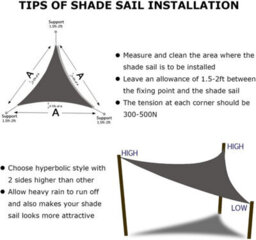Introll Premium Int 185Gsm 600Gram Sun Shade Sail - Water Proof - Grey - 5X5 Square - thumbnail 9