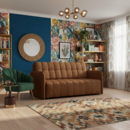 Viva Grand Iv Sofa Bed With Sleeping Function Bedding Storage Freestanding Upholstered Back 165X98X85Cm Brown - thumbnail 1