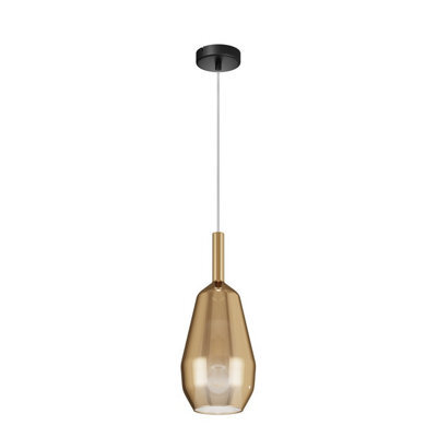 Luminosa Lighting Luminosa Duality Modern 16Cm Dome Pendant Ceiling Light Black 1Xe27 Gold Shade - image 1