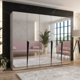 Arte Cashmere Piano Iii Hinged Wardrobe 250Cm - Warm Sophistication Meets Modern Mirror Design - thumbnail 1
