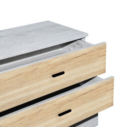Urbnliving Height 90.5Cm 5 Drawer Wooden Bedroom Chest Cabinet Modern Ash Grey Carcass And Oak Drawers Wide Storage Cupboard - thumbnail 3