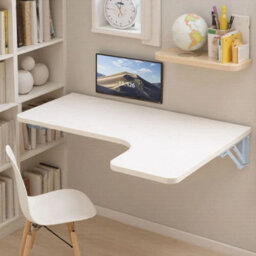White Wall Mounted Drop Leaf Table Fold Down Laptop Writing Desk Folding Storage Shelf - thumbnail 3