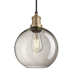 Industville Brooklyn Glass Globe Pendant - 9 Inch, Mocha Glass Shade, Brass Pendant Holder - thumbnail 1