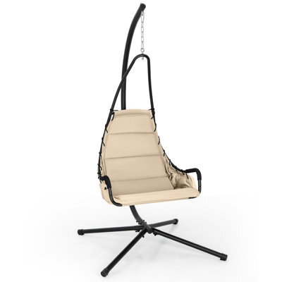 Costway Hanging Swing Chair W/ Heavy-Duty Metal Stand Hammock W/ Extra Large Padded Seat - image 1