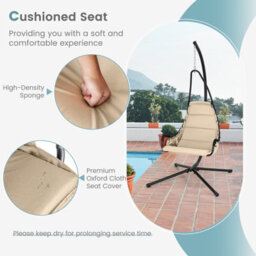 Costway Hanging Swing Chair W/ Heavy-Duty Metal Stand Hammock W/ Extra Large Padded Seat - thumbnail 5