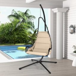 Costway Hanging Swing Chair W/ Heavy-Duty Metal Stand Hammock W/ Extra Large Padded Seat - thumbnail 4