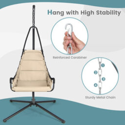 Costway Hanging Swing Chair W/ Heavy-Duty Metal Stand Hammock W/ Extra Large Padded Seat - thumbnail 7
