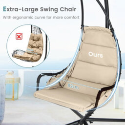 Costway Hanging Swing Chair W/ Heavy-Duty Metal Stand Hammock W/ Extra Large Padded Seat - thumbnail 6