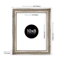 10X8 Silver Ornate Picture Frame (25.4 X 20.3Cm) Poster, Photo, Artwork, Gallery Wall Or Print - thumbnail 2