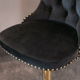 HomeTouch Set Of 2 Velvet Swivel Bar Stools With Golden Base Adjustable Hight Counter Barstools  Black - thumbnail 6