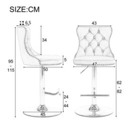 HomeTouch Set Of 2 Velvet Swivel Bar Stools With Golden Base Adjustable Hight Counter Barstools  Black - thumbnail 9