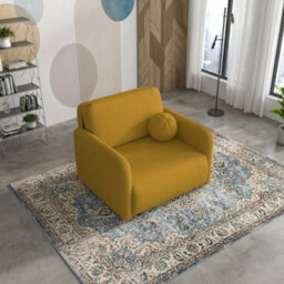 Viva Sun I Sofa Bed Chair With Sleeping Function And Bedding Storage Chipboard Frame Metal Legs 100X103X85Cm Mustard - thumbnail 3
