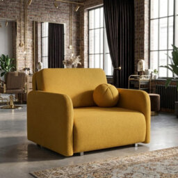 Viva Sun I Sofa Bed Chair With Sleeping Function And Bedding Storage Chipboard Frame Metal Legs 100X103X85Cm Mustard - thumbnail 1
