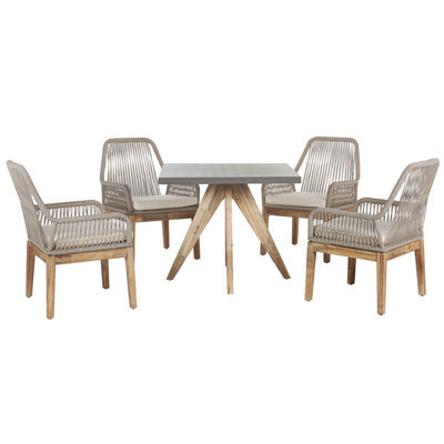 Beliani Garden Dining Set 4 Seater Olbia With Cushions Concrete Beige - image 1