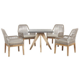 Beliani Garden Dining Set 4 Seater Olbia Beige Concrete With Cushions