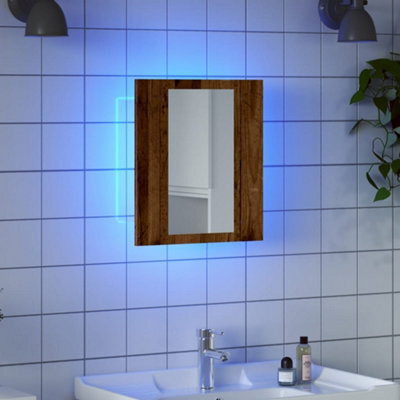 Berkfield Led Bathroom Mirror Cabinet Old Wood 40X12X45 Cm Engineered Wood - image 1