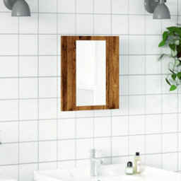 Berkfield Led Bathroom Mirror Cabinet Old Wood 40X12X45 Cm Engineered Wood - thumbnail 4