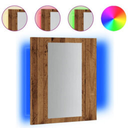Berkfield Led Bathroom Mirror Cabinet Old Wood 40X12X45 Cm Engineered Wood - thumbnail 2
