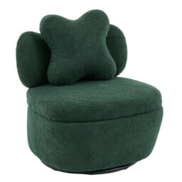 London Boutique Teddy Fleece Swivel Accent Chair, Rotating Tub Armchair, Hidden Storage, Metal Base, Living Room Chair, Green - thumbnail 8