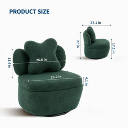 London Boutique Teddy Fleece Swivel Accent Chair, Rotating Tub Armchair, Hidden Storage, Metal Base, Living Room Chair, Green - thumbnail 2