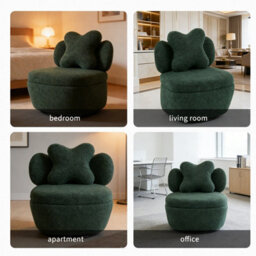 London Boutique Teddy Fleece Swivel Accent Chair, Rotating Tub Armchair, Hidden Storage, Metal Base, Living Room Chair, Green - thumbnail 3