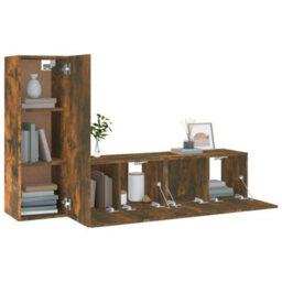 Berkfield 3 Piece Tv Cabinet Set Smoked Oak Engineered Wood - thumbnail 4