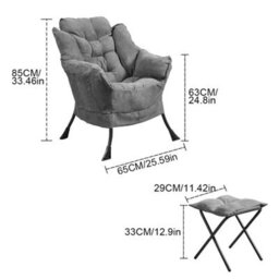 Grey Fabric Lazy Chair With Footstool,lounge Chair,armchair,single Sofa,soft Recliner - thumbnail 2