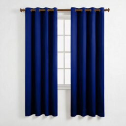Aspire Homeware Plain Room Darkening Blackout Eyelet Curtain Pair Navy (W)168Cm X (D)137Cm With Tie Back Pair - thumbnail 1