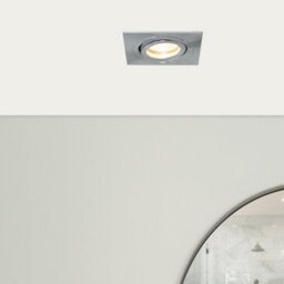 Litecraft Pack Of 5 Satin Nickel Modern Ip65 Square Tiltable Bathroom Downlights - thumbnail 1