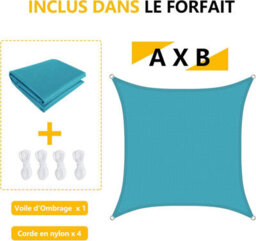 Blue 3X3M Rectangular Shade Sail Waterproof Uv Resistant - thumbnail 3
