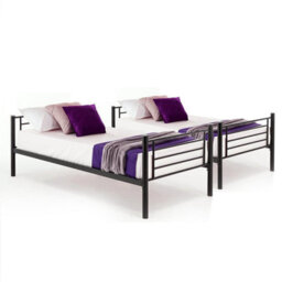 D Pro T Homeware Bunk Bed Single Sleeper White Metal Frame, Converts To 2 Single Beds - thumbnail 2