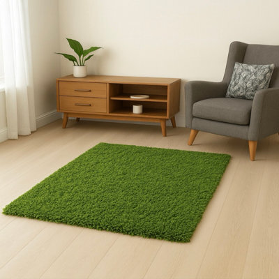 Uetian Green Shaggy Rug Medium 120X170 Cm Luxurious 5Cm Deep Pile Area Carpet - image 1