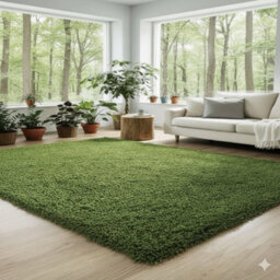 Uetian Green Shaggy Rug Medium 120X170 Cm Luxurious 5Cm Deep Pile Area Carpet - thumbnail 2
