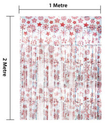 Netagon Shimmer Tinsel Curtain Party Event Backdrop Christmas Snow Design 3M X 1M Red - thumbnail 3