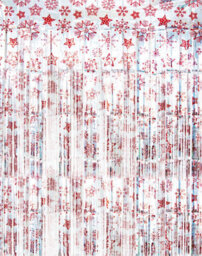 Netagon Shimmer Tinsel Curtain Party Event Backdrop Christmas Snow Design 3M X 1M Red - thumbnail 7