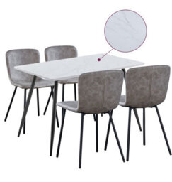 Hallowood Furniture Cullompton Rectangular Dining Table 120Cm With 4 Taupe Leather Effect Chairs - thumbnail 9
