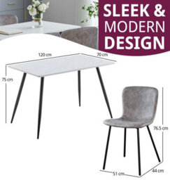 Hallowood Furniture Cullompton Rectangular Dining Table 120Cm With 4 Taupe Leather Effect Chairs - thumbnail 3