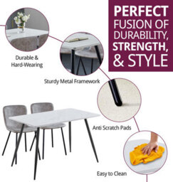 Hallowood Furniture Cullompton Rectangular Dining Table 120Cm With 4 Taupe Leather Effect Chairs - thumbnail 2