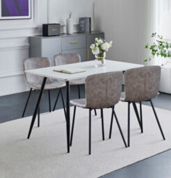 Hallowood Furniture Cullompton Rectangular Dining Table 120Cm With 4 Taupe Leather Effect Chairs - thumbnail 1