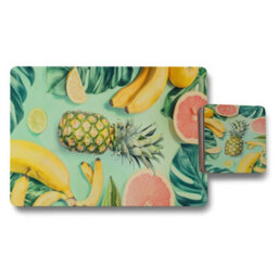Benjamin Tate Design Designer Fruit Motif Placemat And Coaster Set With Wood Backing Exclusive Limited Edition - thumbnail 1