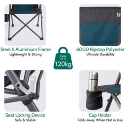 Trail Outdoor Leisure Teal Cardinal Folding Reclining Camping Chair With Cup Holder - thumbnail 5
