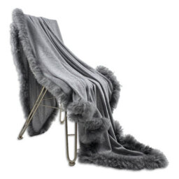 Native Natural Woven Wool Blanket With Sheepskin Trim - thumbnail 3