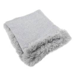 Native Natural Woven Wool Blanket With Sheepskin Trim - thumbnail 5
