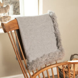 Native Natural Woven Wool Blanket With Sheepskin Trim - thumbnail 2