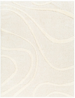 Livabliss Rodos-Modern Beige White Soft Plush Pile Living Bedroom Rug 200 X 275 Cm Easy Care, Non Shedding - image 1