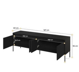 Arte Trend 05 Tv Cabinet In Black Matt - Ripple Front Design With Push-To-Open Doors & Cable Management - W1670mm X H560mm X D400mm - thumbnail 3