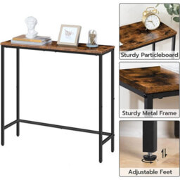 Narrow Console Table Rustic Brown Black Behind Sofa Entryway - thumbnail 5